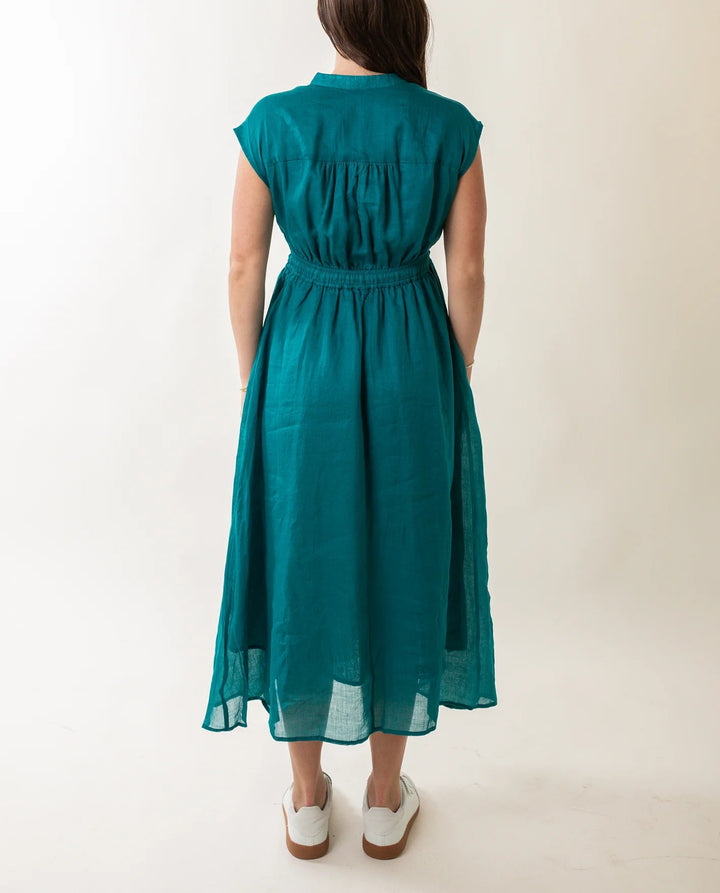Emerald Midi Tie Waist Dress