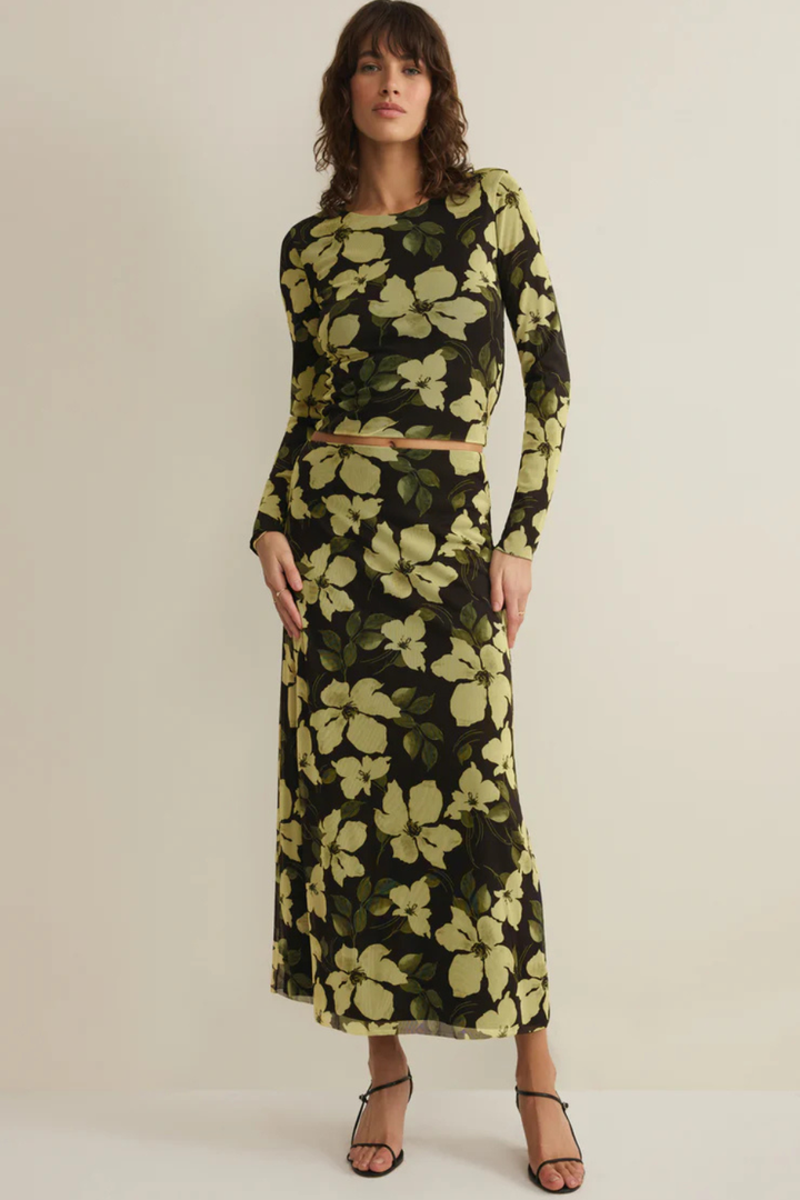 Eda Ren Floral Mesh Maxi Skirt