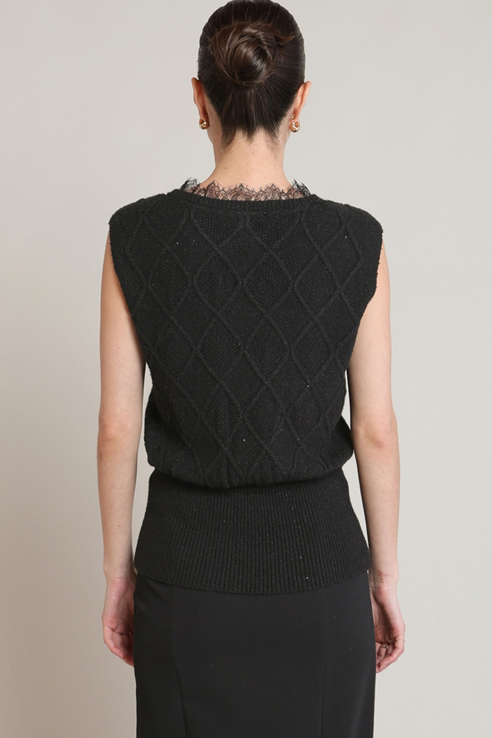 Black Tape Aveline Lace-Trim Sweater