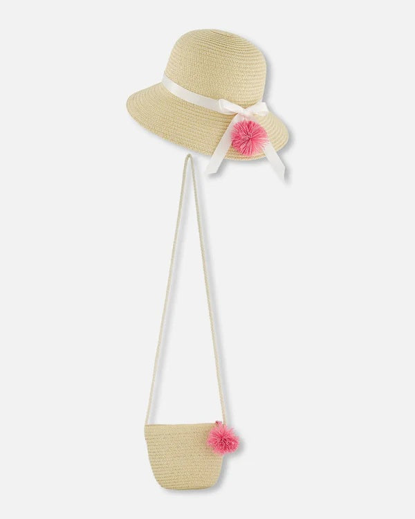 Straw Bag And Hat Set