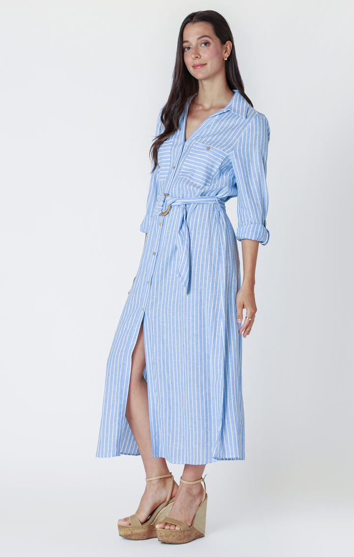 Long Sleeve Belted Midi Shirtdress