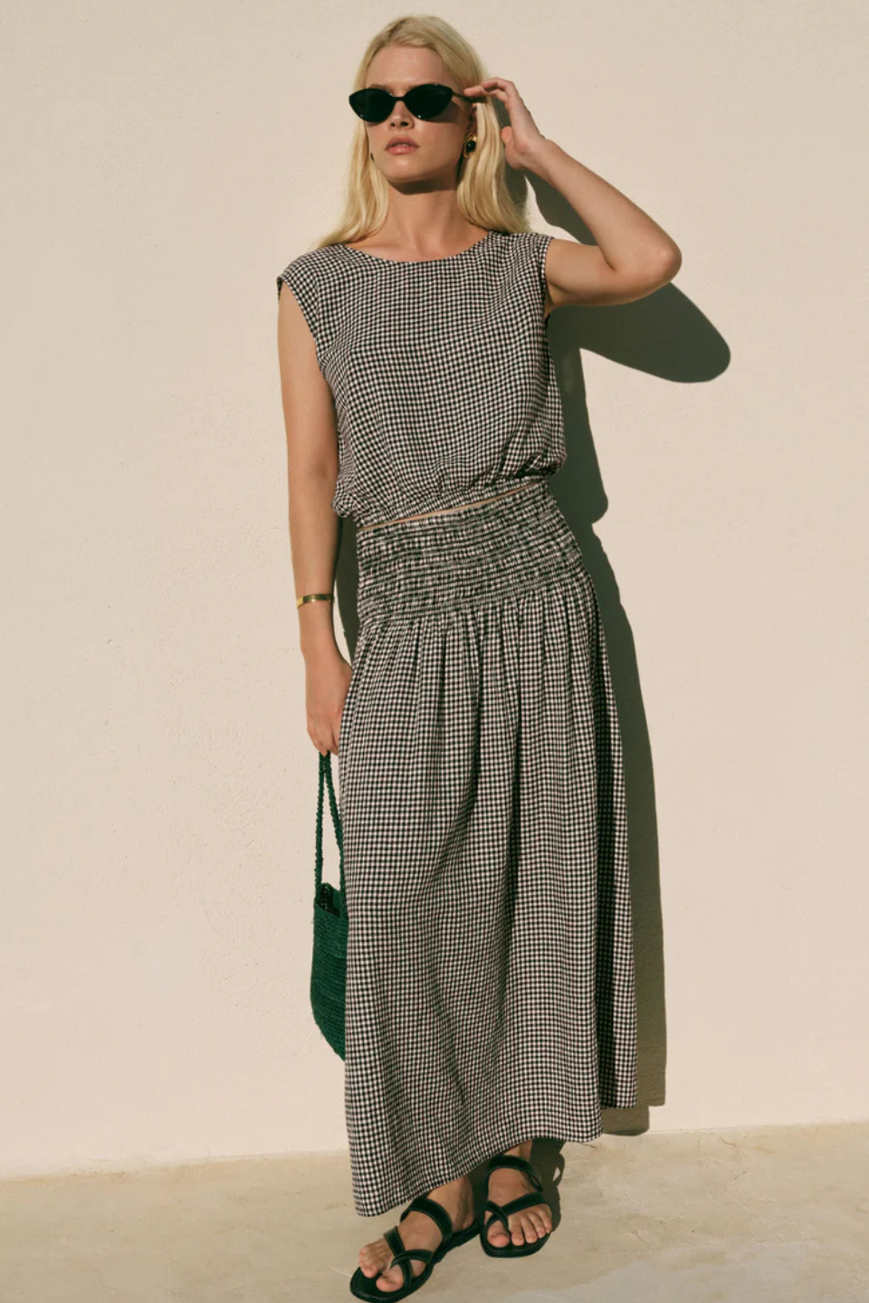 Z Supply Brooke Gingham Linen Maxi Skirt