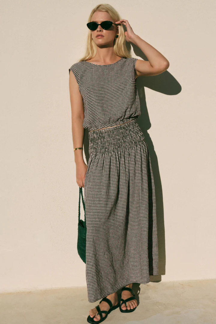 Z Supply Brooke Gingham Linen Maxi Skirt