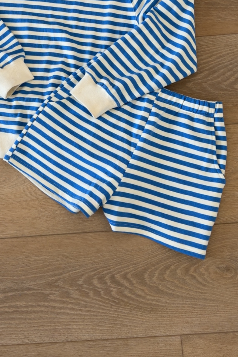 BRUNETTE The Label Striped Core Short in Blue with Cream - Hot Peppers Clothing