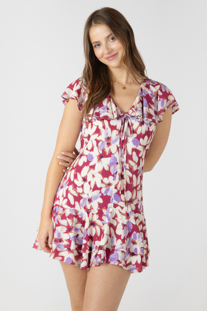 Dex Violetta Ruffled Flounce Hem Mini Dress - Hot Peppers Clothing