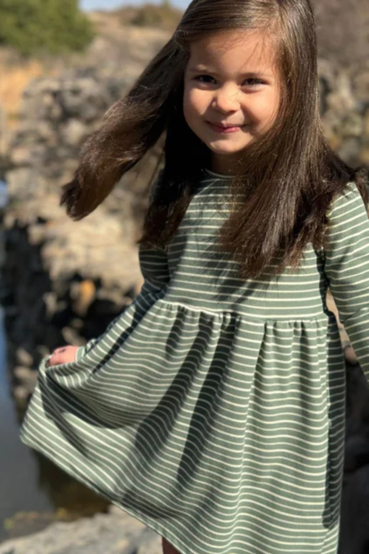 Madigan Dress in Green Stripe