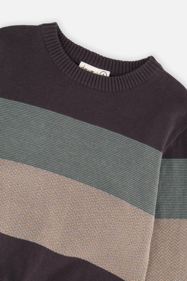 Deux Par Deux Knit Sweater Black And Beige