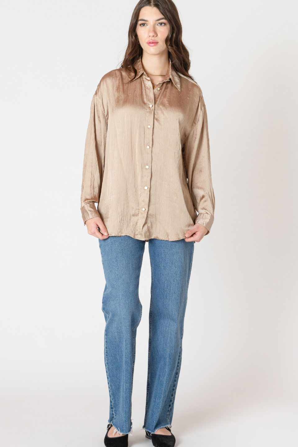 Solène Crinkle Effect Satin Blouse