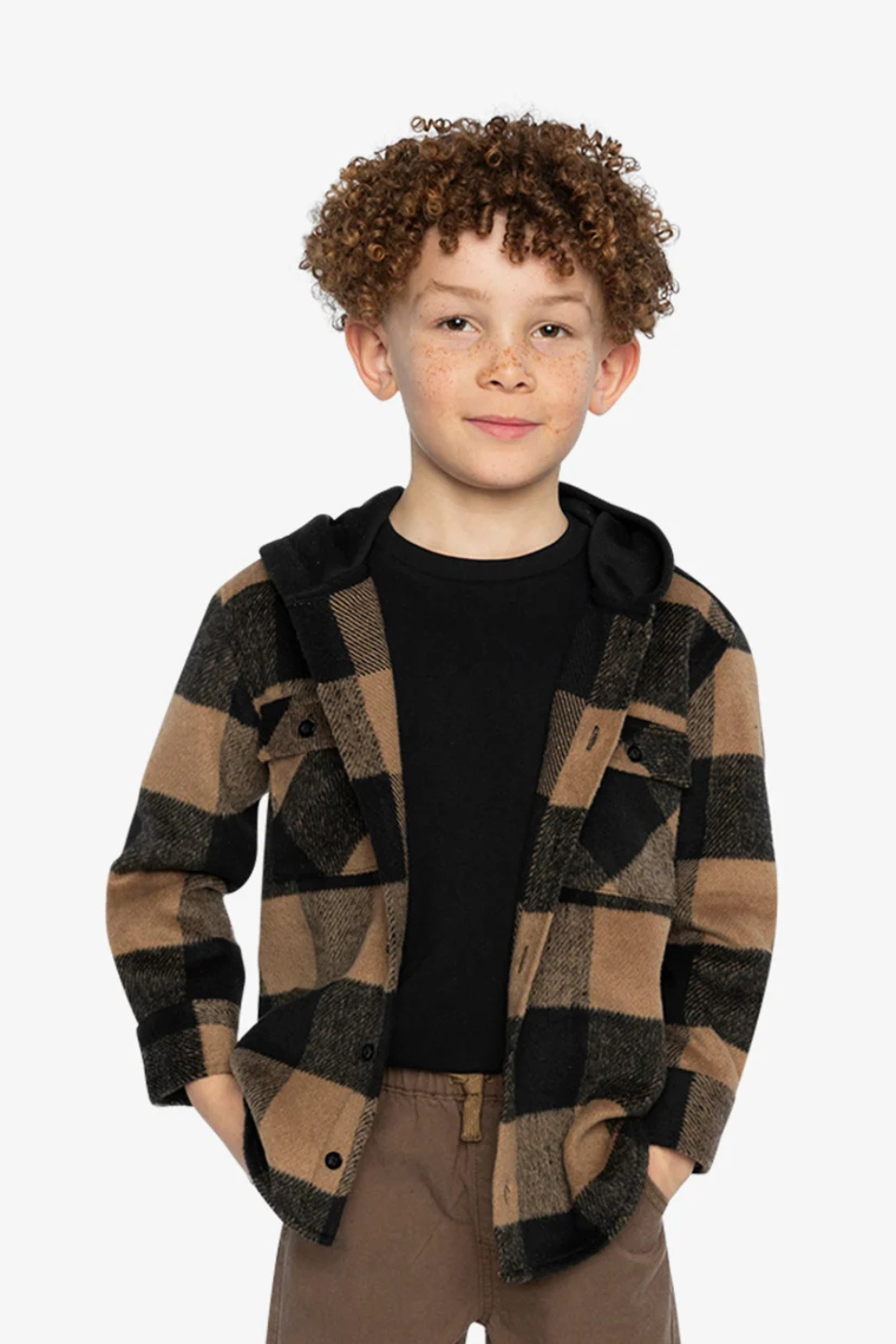 Deux Par Deux Flannel Shirt With Fleece Hood