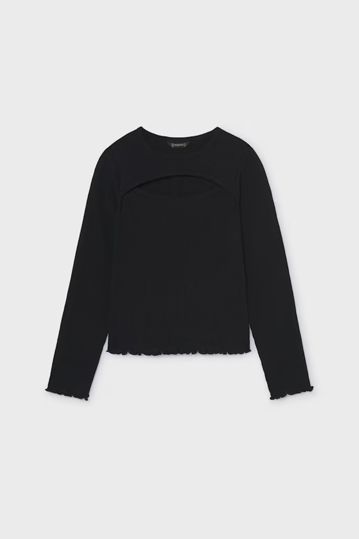 Mayoral Girls Ribbed T-Shirt with Opening