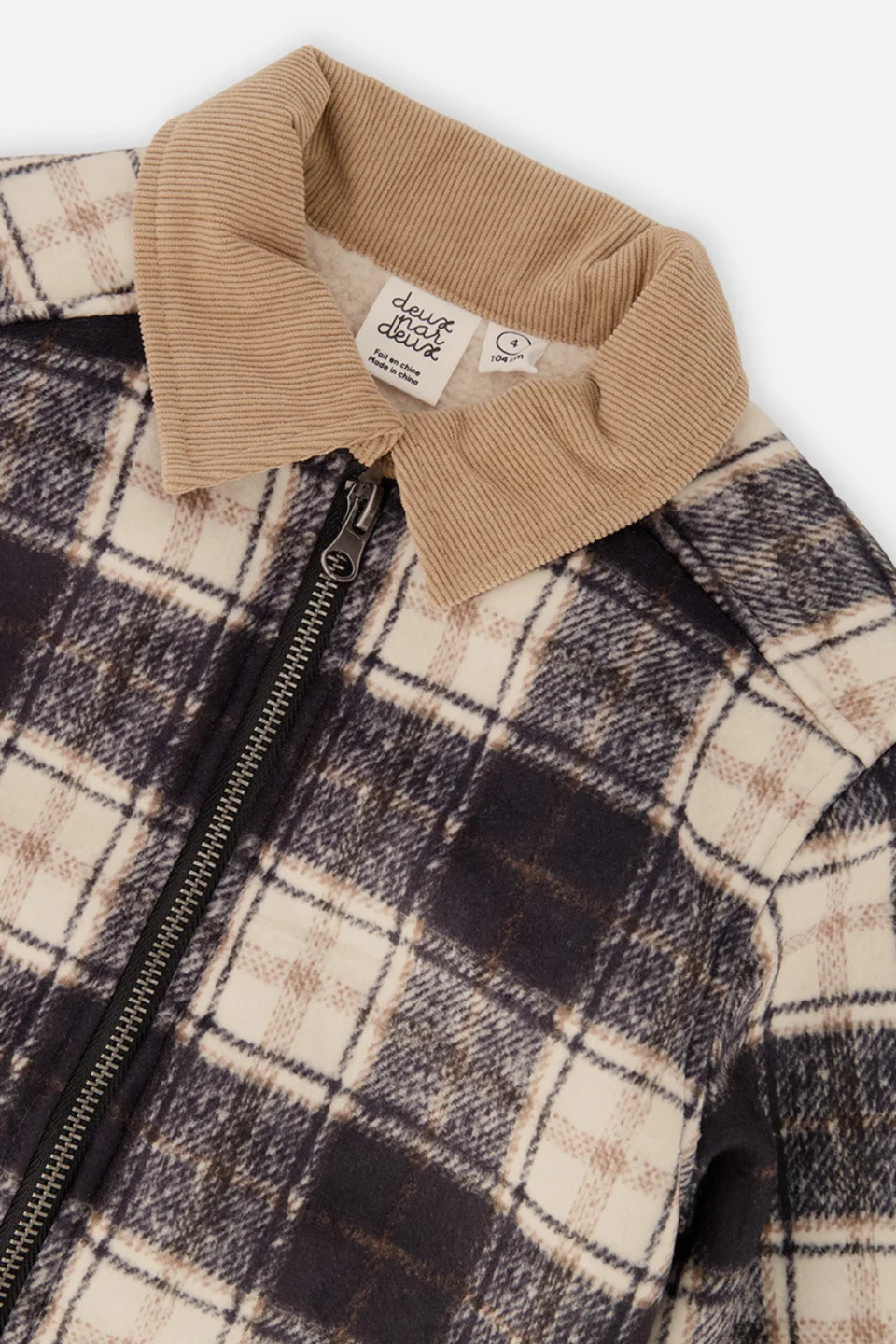 Deux Par Deux Brushed Plaid Zipped Jacket