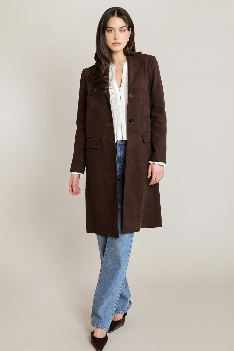 Black Tape Geneva Faux Seude Coat