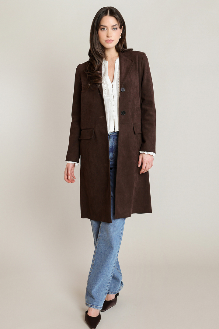 Black Tape Geneva Faux Seude Coat