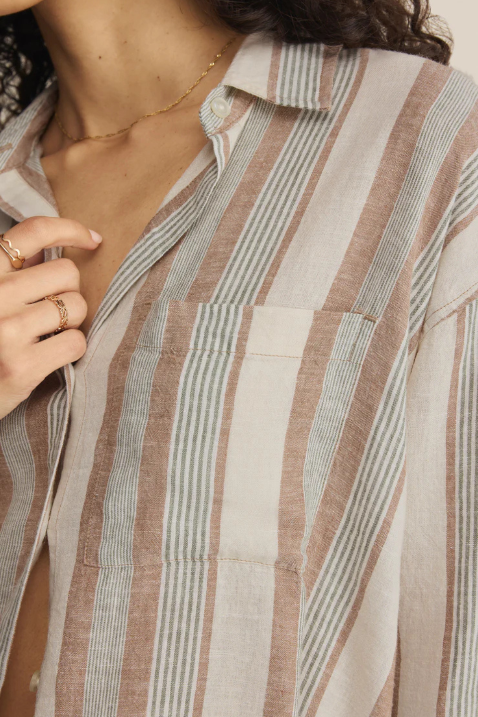 Z Supply The Perfect Striped Linen Button Up Z SUPPLY