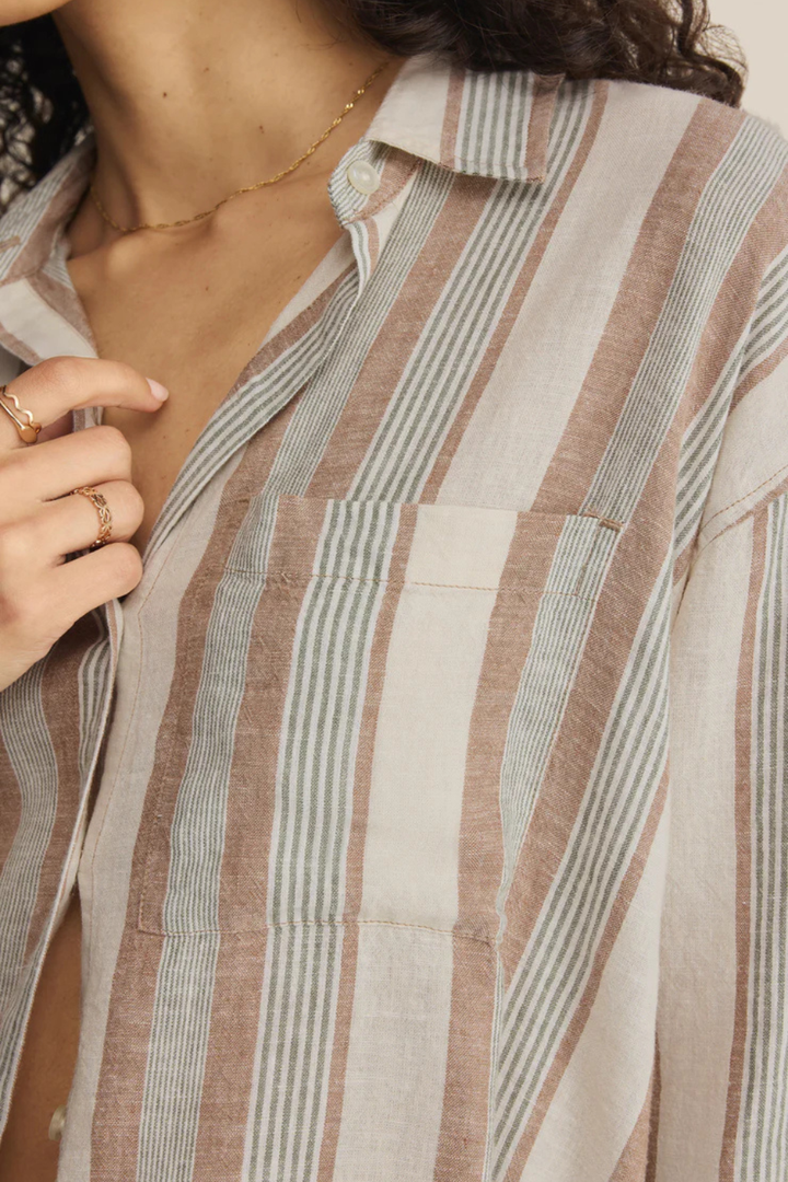 Z Supply The Perfect Striped Linen Button Up Z SUPPLY