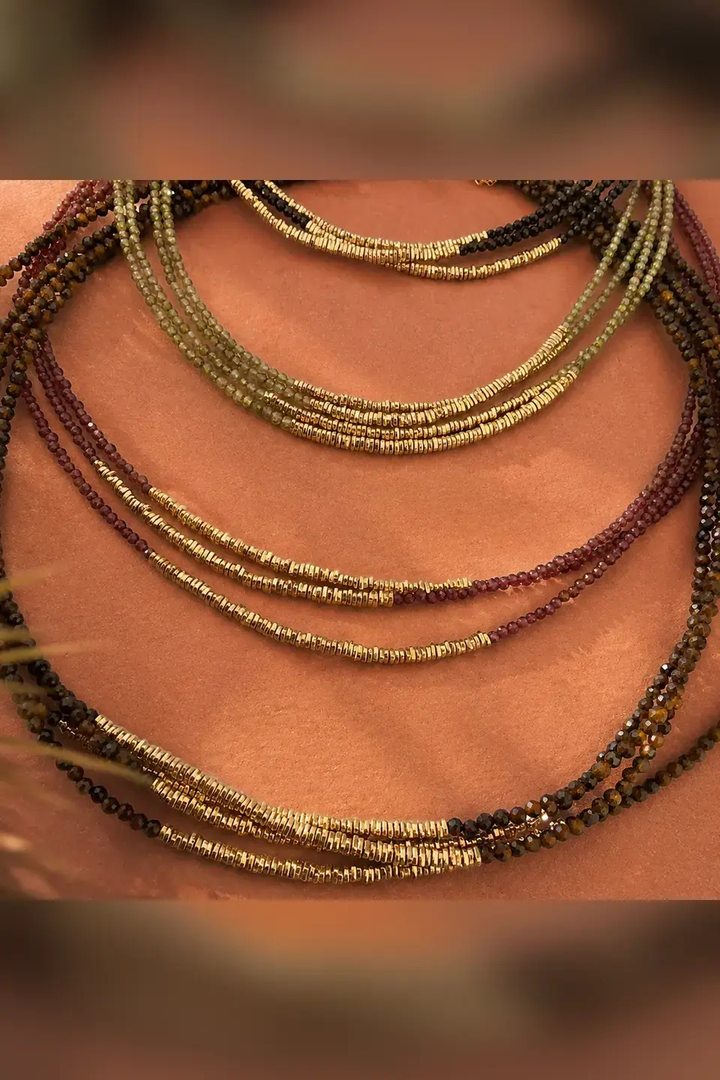 DBL Designs Good Energy Sage Green Peridot Gemstone Layering Necklace