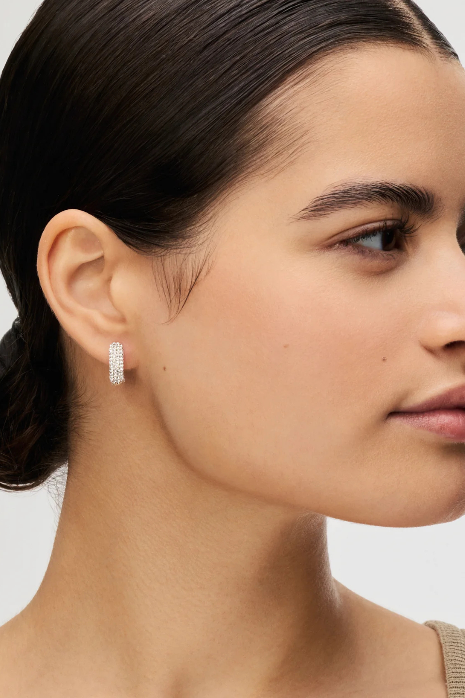 Small Sparkle Hoop Earrings in White