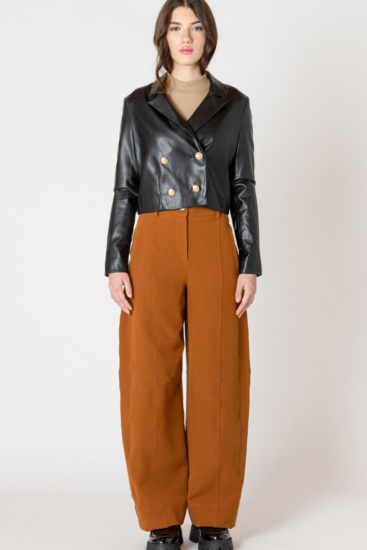 Tommie Faux Leather Cropped Jacket