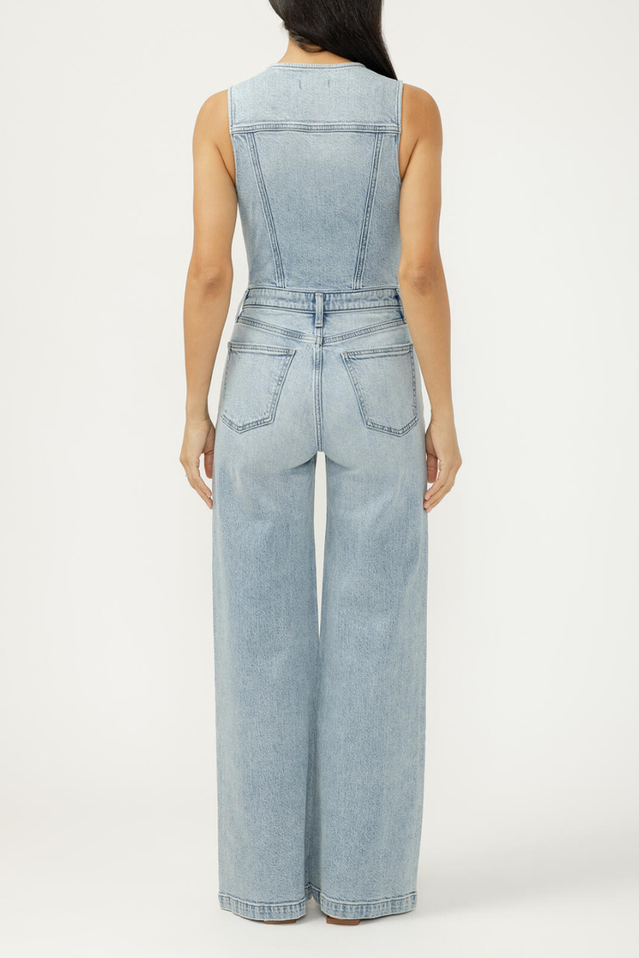 SILVER Wide Leg Vest Jumpsuit - Hot Peppers Clothing