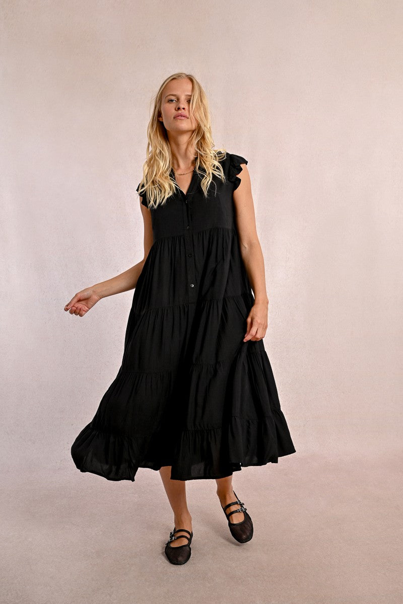 Long dress with multi-ruffles