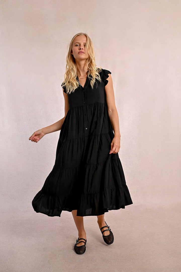 Long dress with multi-ruffles