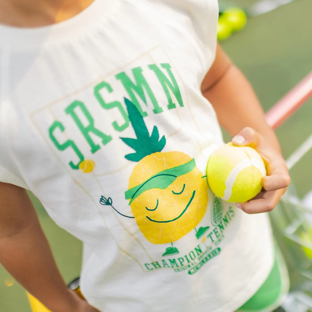 Cream sleeveless t-shirt in jersey with illustration