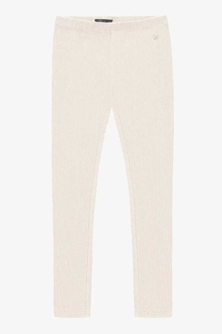 Cream ribbed knit leggings