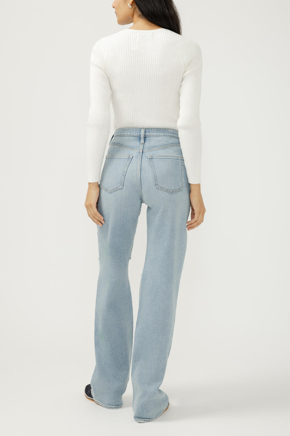 SILVER Highly Desirable High Rise Trouser Leg Jeans - Hot Peppers Clothing