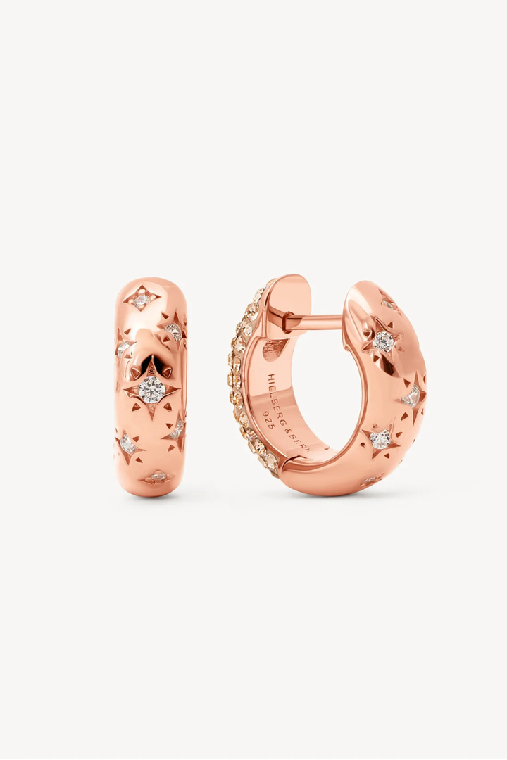 Starburst Sparkle Reversible Hoop Earrings in Rose Gold