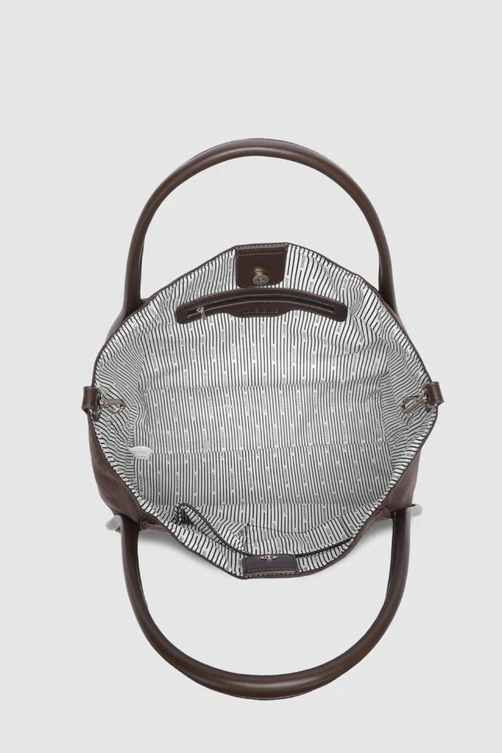 Sutton Shoulder Bag in Suede Chocolate
