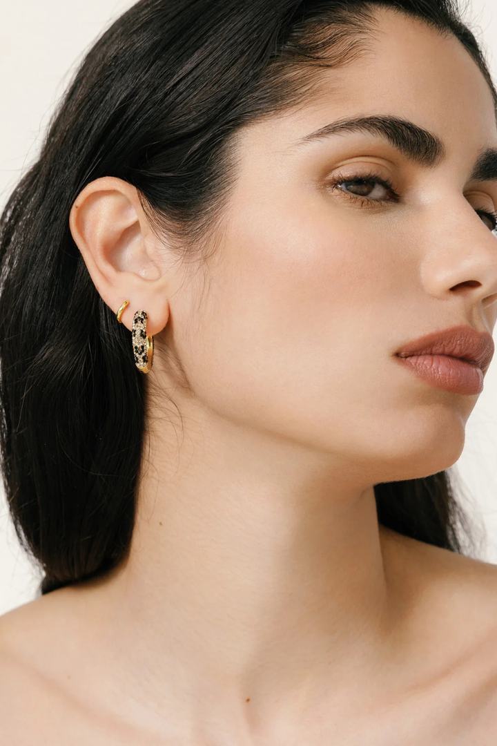 HILLBERG &amp; BERK Medium Reversible Sparkle Hoop Earrings