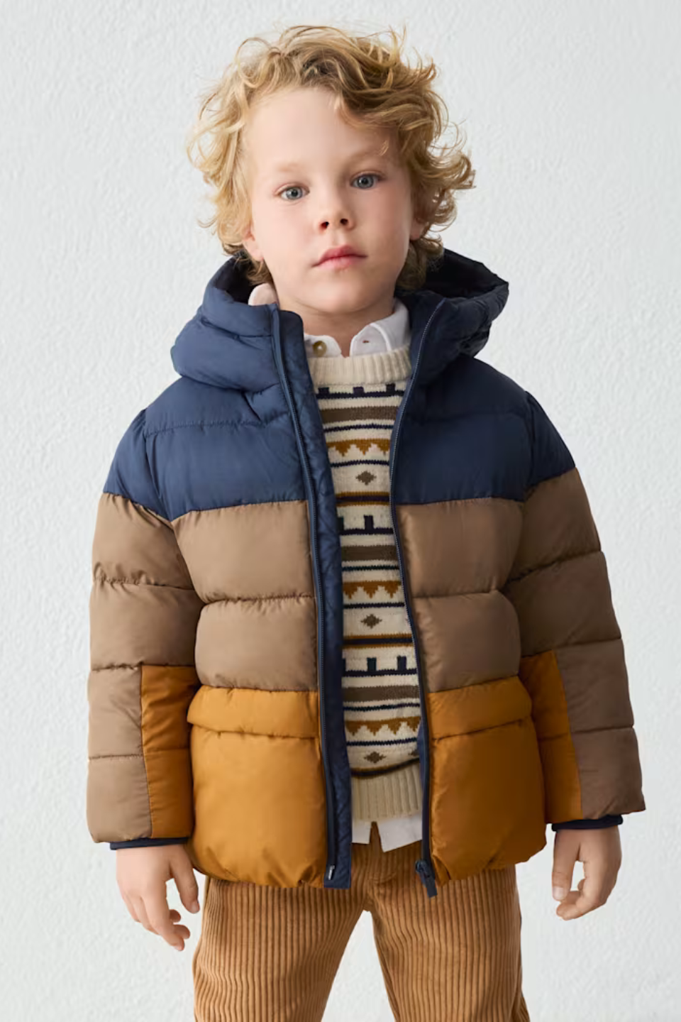 Mayoral Boy Mixed Fabric Puffer Jacket