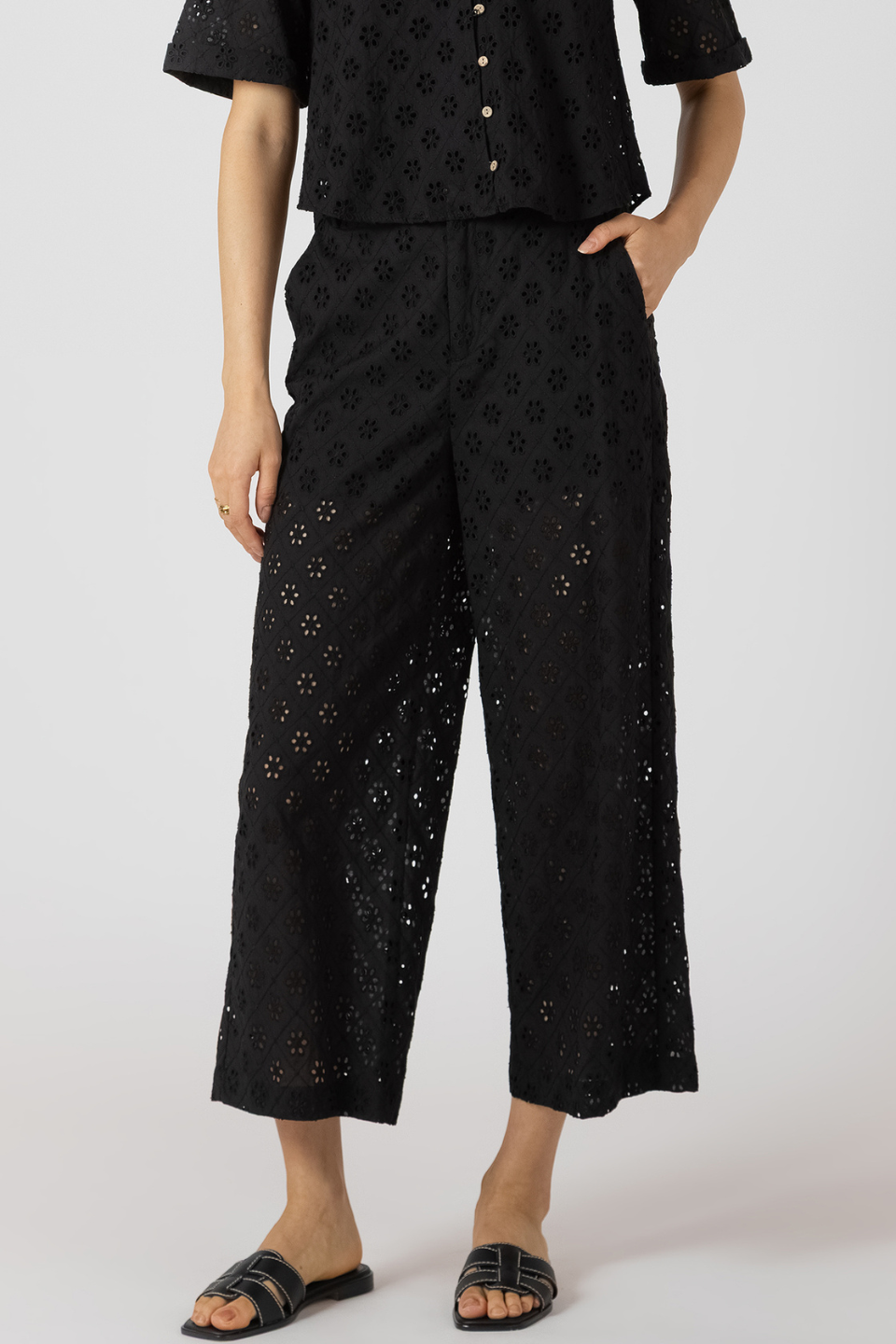 Black Tape Jude Openwork Embroidery Trouser - Hot Peppers Clothing