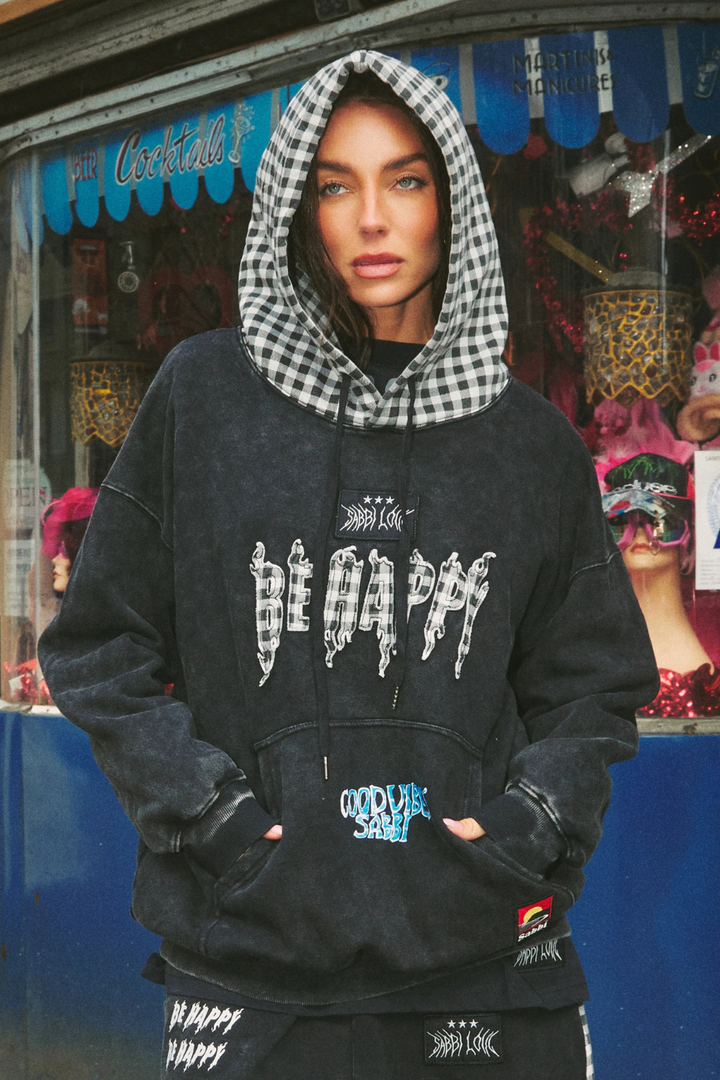SABBI THE BE HAPPY GINGHAM HOODIE