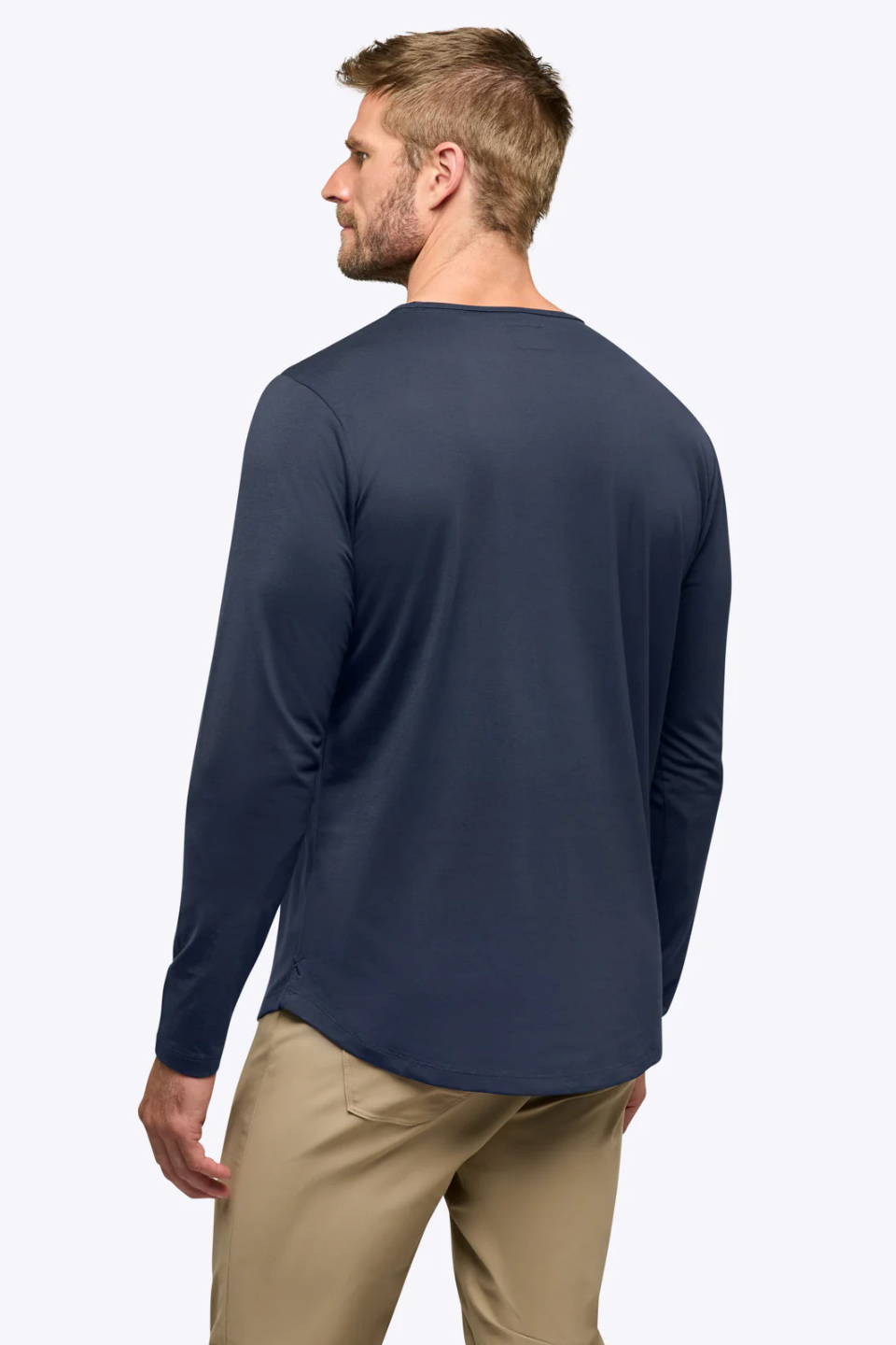 AO Long Sleeve Henley Curve-Hem