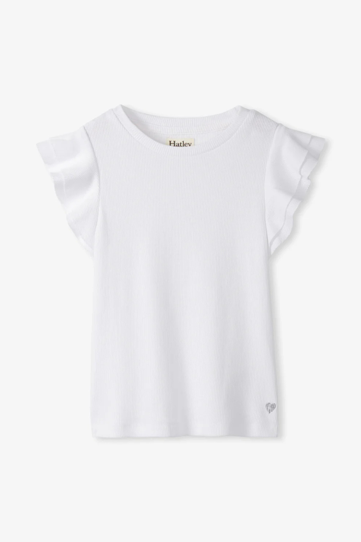 White Ruffle Sleeve Tank