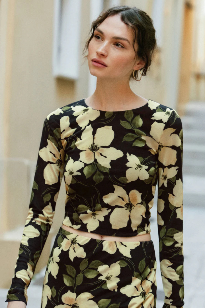 Taysha Ren Floral Mesh Top