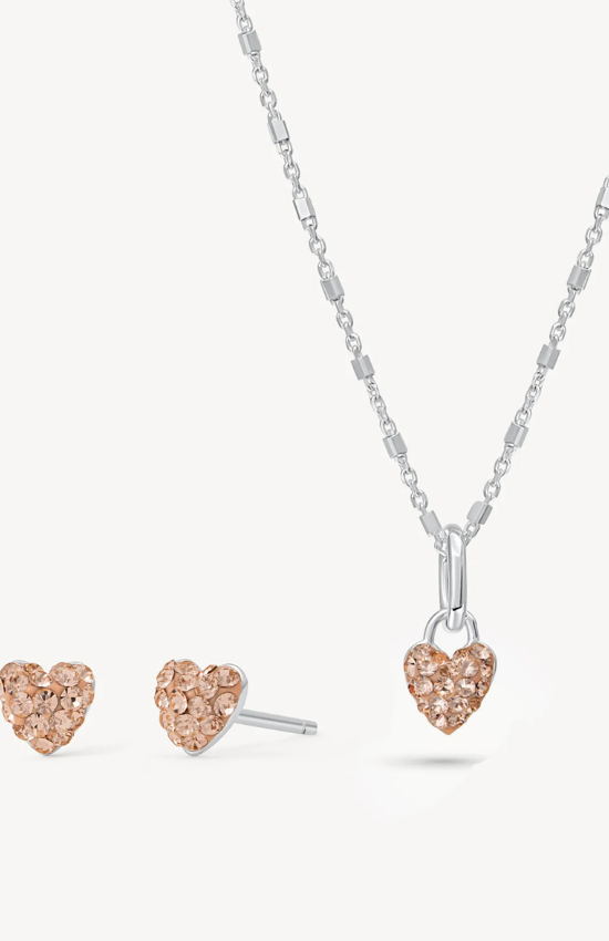 Stocking Stuffer – Sparkle Heart Set in Rose Gold