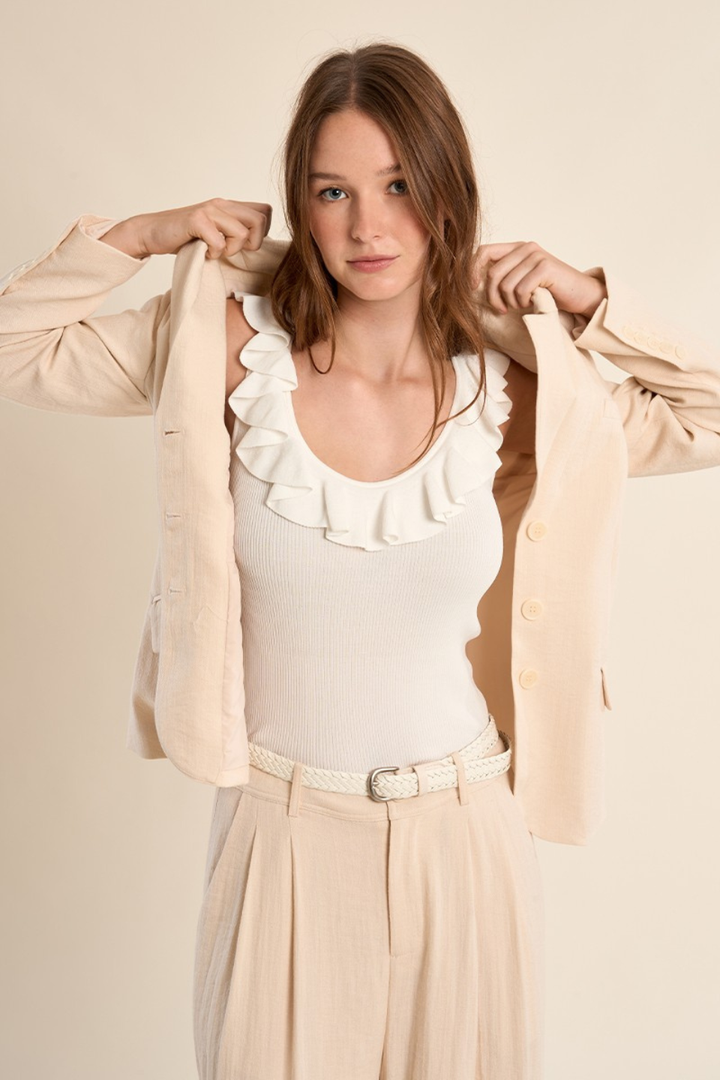 Round neck tank top with ruffles - Hot Peppers Clothing