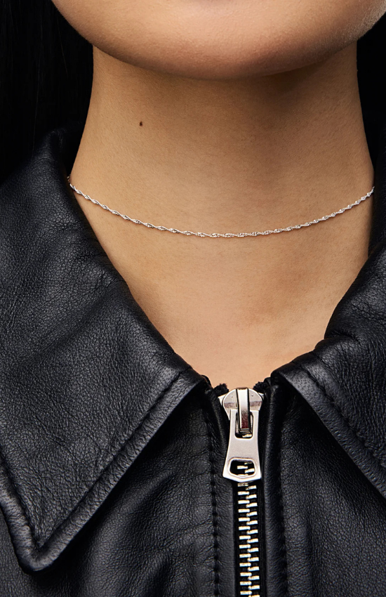 Singapore Slider Chain Necklace in Silver