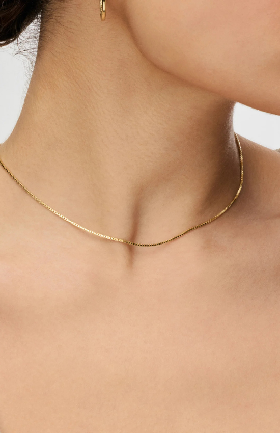 Box Chain Slider Necklace in Gold