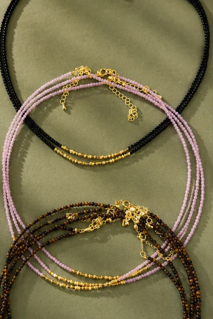 DBL Designs Good Energy Pink Rose Quartz Gemstone Layering Necklace