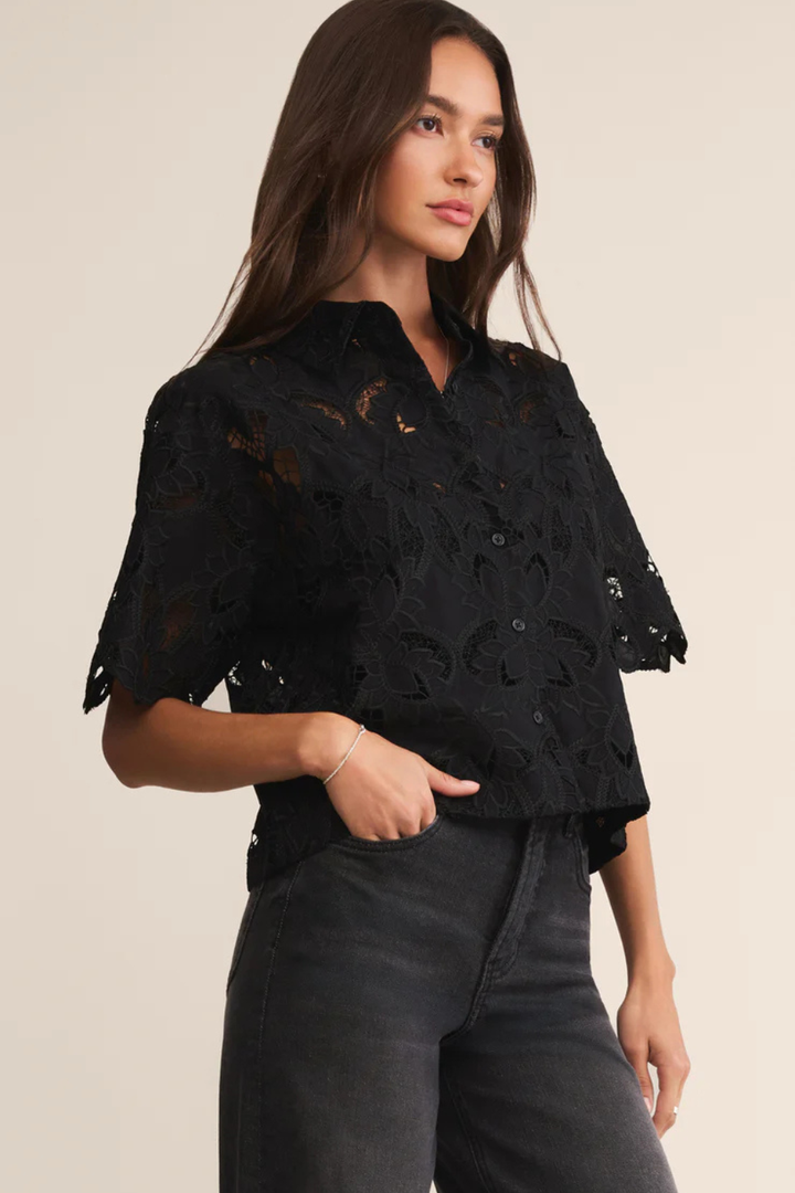 Midnight Embroidered Top
