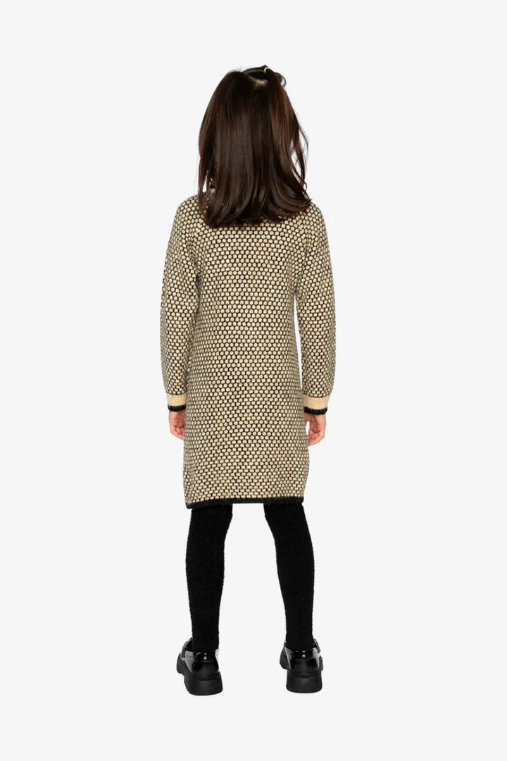 Deux Par Deux Knit Dress With Collar Beige And Black