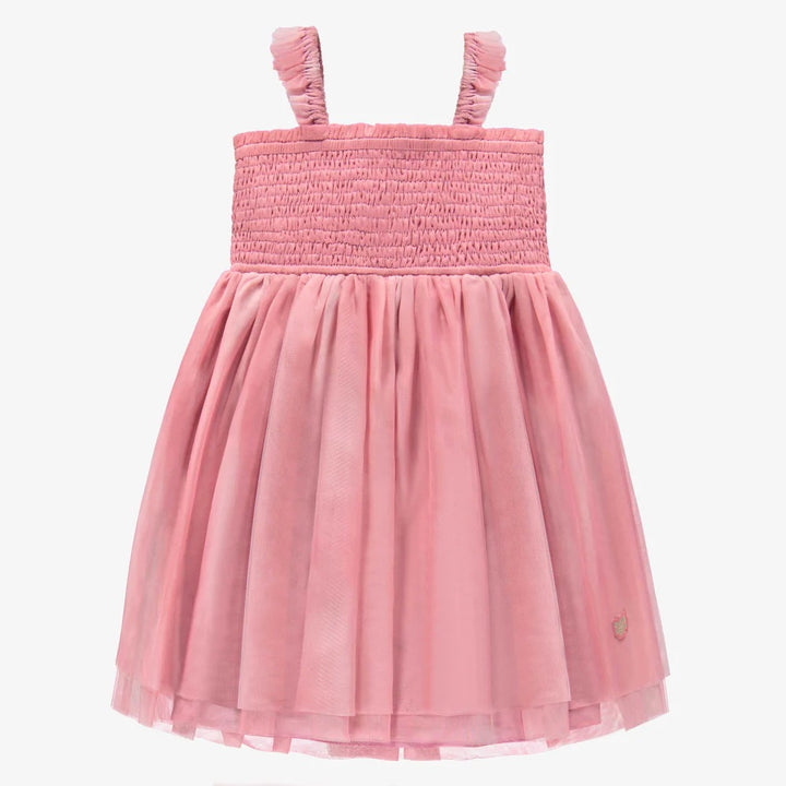 Ash Pink Honeycomb And Tulle Dress