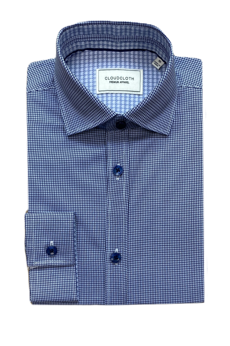 Cloud Cloth 4-Way Stretch Micro Check Dress Shirt in Deep Blue