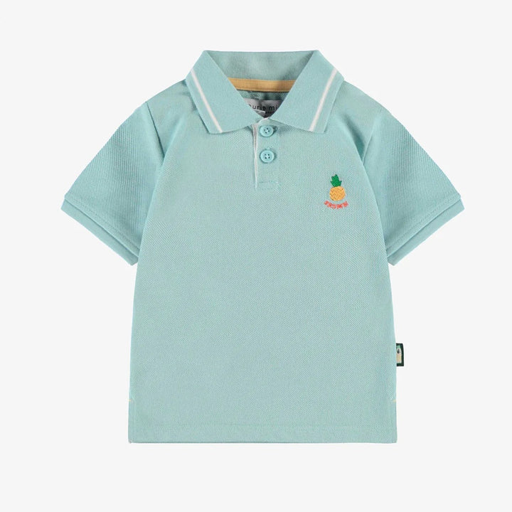 Blue polo-neck t-shirt in piqué