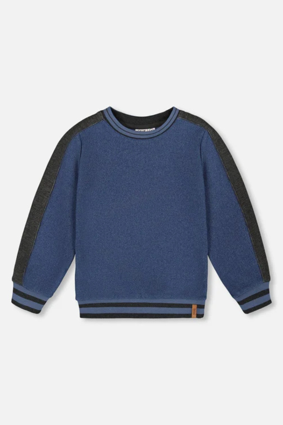 Dark steel blue ribbed knit sweatshirt