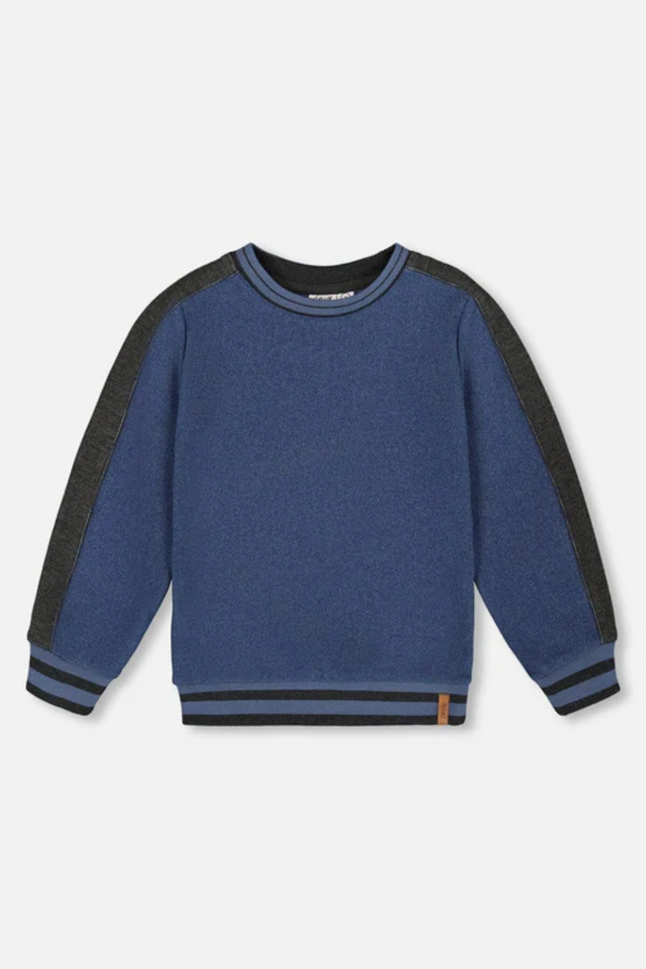 Dark steel blue ribbed knit sweatshirt