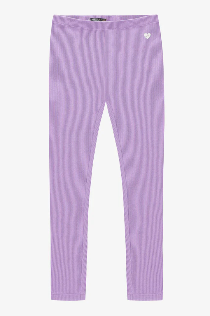 Purple ribbed knit leggings